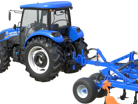 Tractor Mounted Star Wheel Cultivator 3D Model