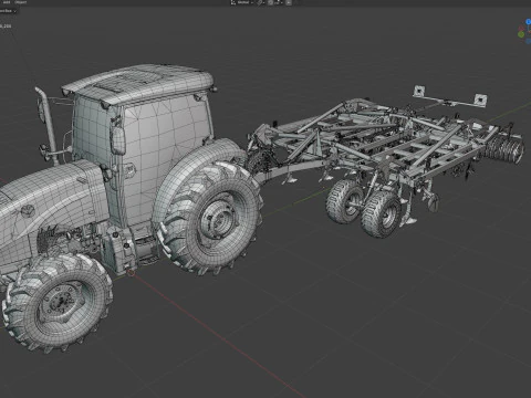 Tractor Mounted Star Wheel Cultivator 3D Model