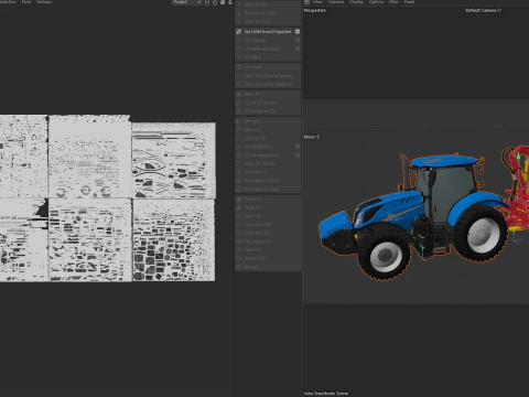 Tractor with Timber Forestry Trailer 3D Model
