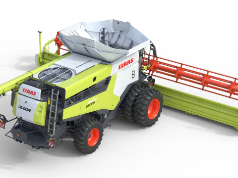 Claas Lexion Wheeled with CombineHarvester 3D Model