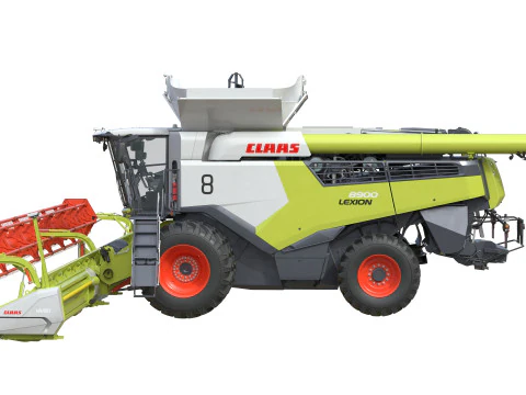 Claas Lexion Wheeled with CombineHarvester 3D Model