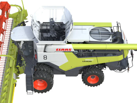 Claas Lexion Wheeled with CombineHarvester 3D Model