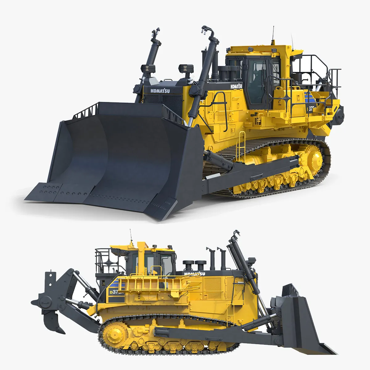 Komatsu D375A 3D Model .c4d .max .obj .3ds .fbx .stl .blend 