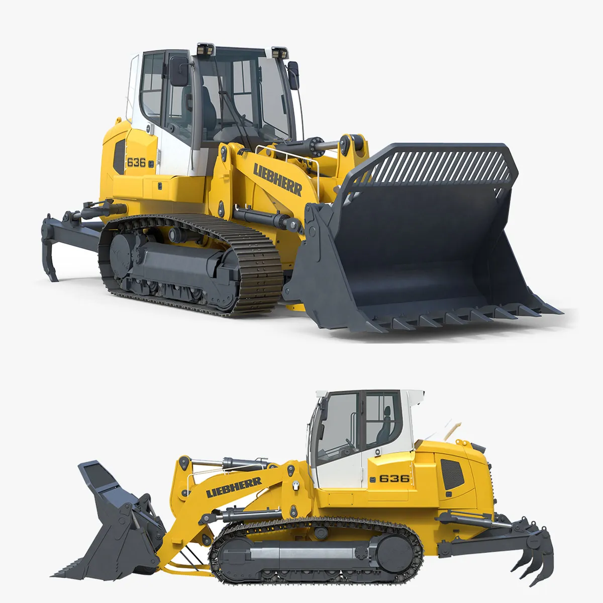 Liebherr Crawler Loader LR 636 3D Model .c4d .max .obj .3ds .fbx .stl .blend