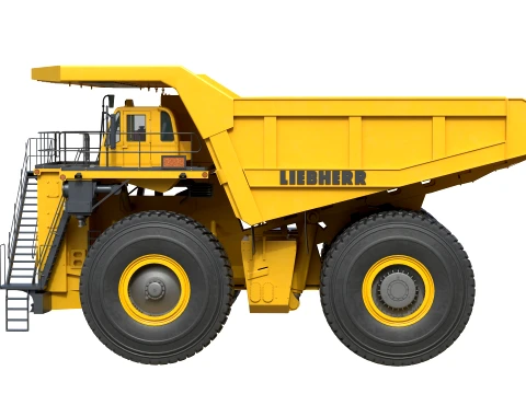 Liebherr Mining Truck T282 Yellow 3D Model