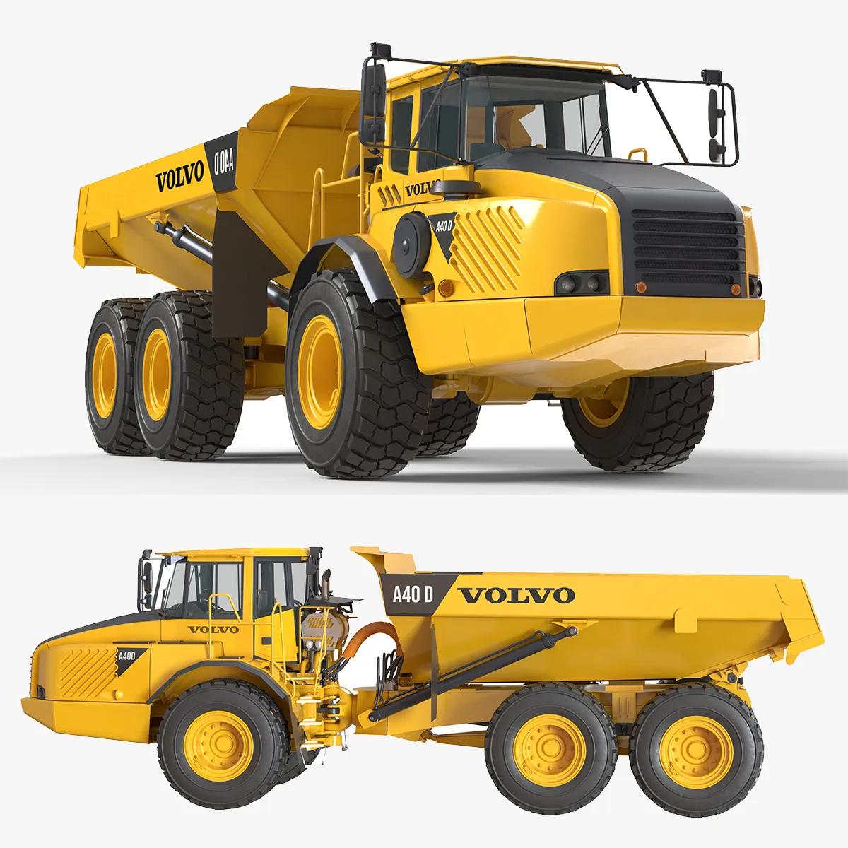 Volvo Articulated Hauler A40D 3D Model .c4d .max .obj .3ds .fbx .stl .blend