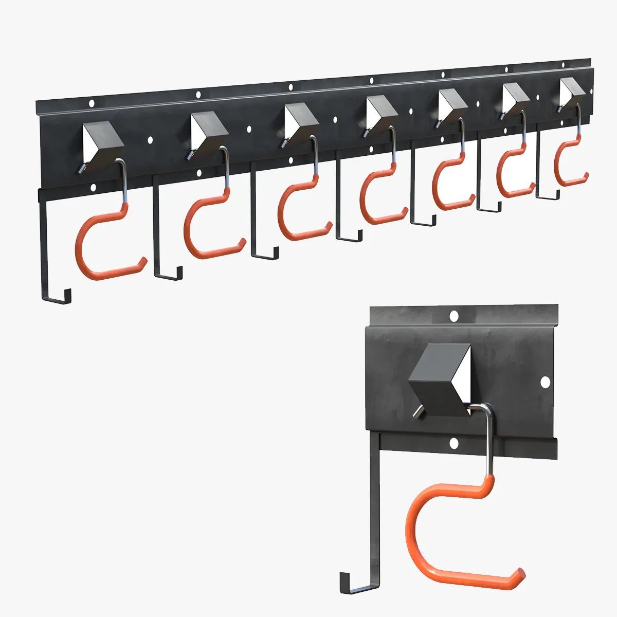 Wall Mounted Garage Storage Hooks 3D Model .c4d .max .obj .3ds .fbx .stl .blend 