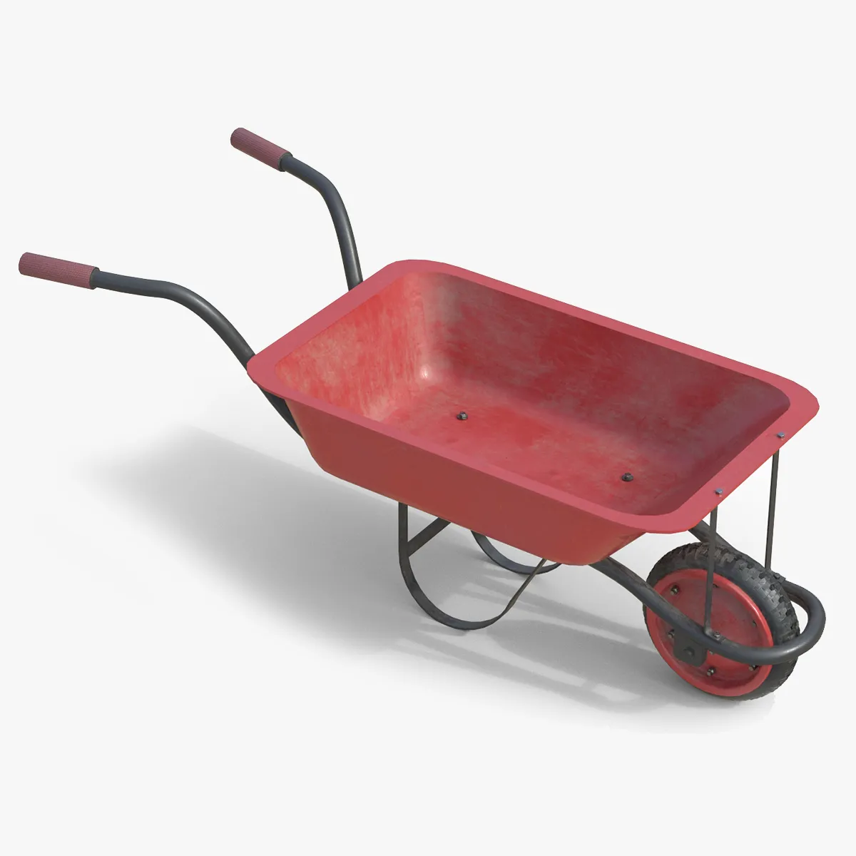 Wheelbarrow Red 3D Model .c4d .max .obj .3ds .fbx .stl .blend