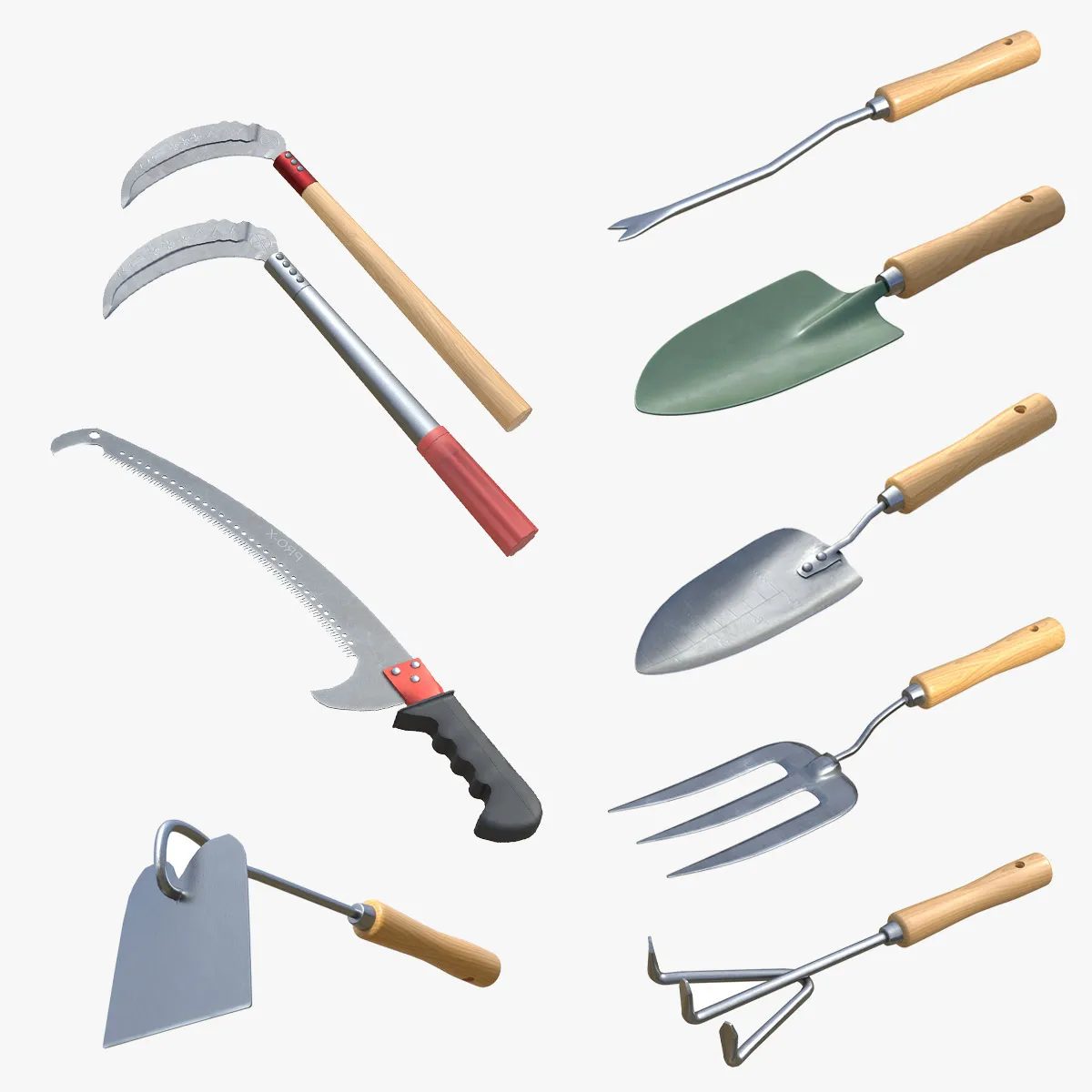 Garden Hand Tools v2 3D Model .c4d .max .obj .3ds .fbx .stl .blend