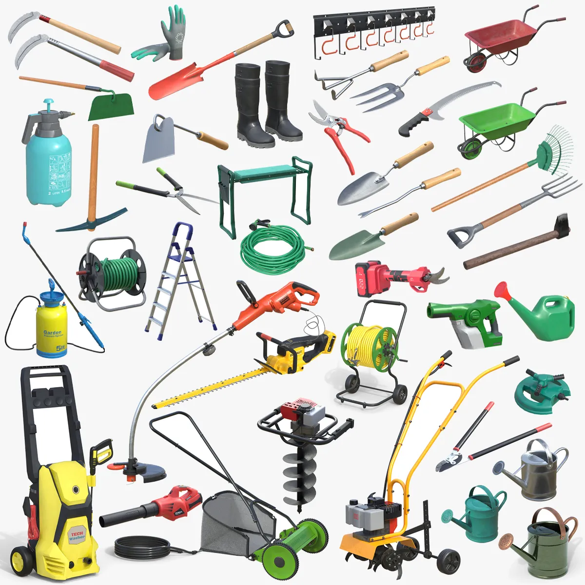 Gardening Tool Collection 1-40 3D Model .c4d .max .obj .3ds .fbx .stl .blend