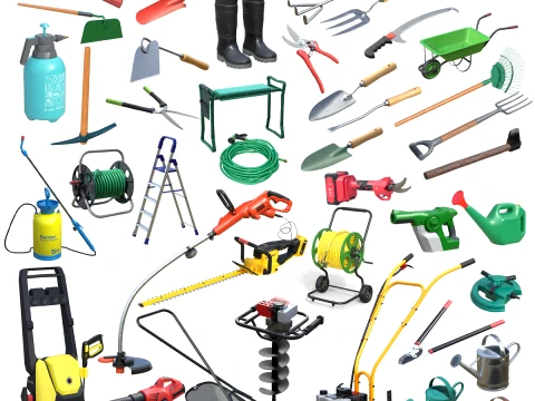 Gardening Tool Collection 1-40 3D Model