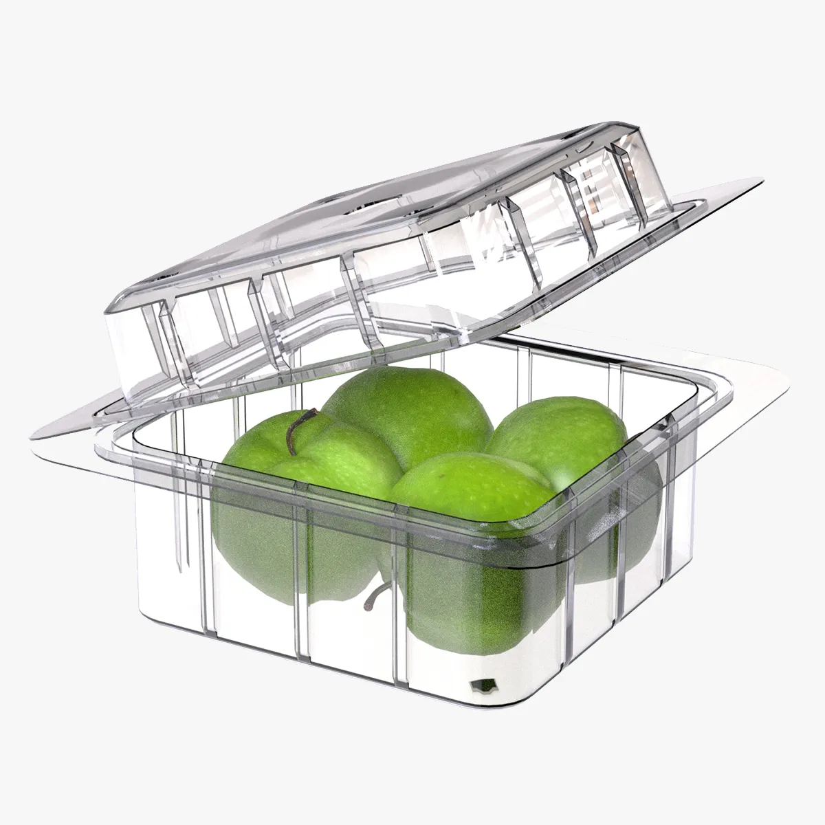 Apple Green Box Plastic Transparent 3D Model .c4d .max .obj .3ds .fbx .stl .blend 