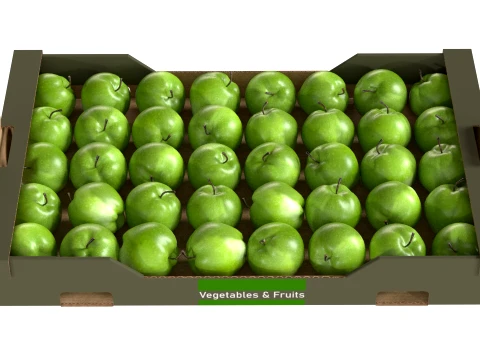 Apple Green Cardboard Fruit Box 3D Model