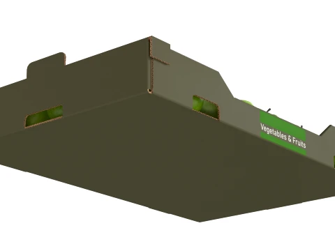 Apple Green Cardboard Fruit Box 3D Model