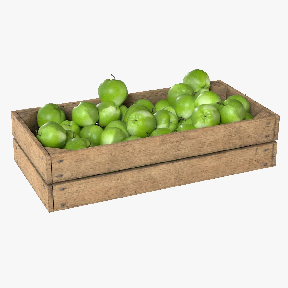 Apple Green Wooden Crate 3D Model .c4d .max .obj .3ds .fbx .stl .blend 