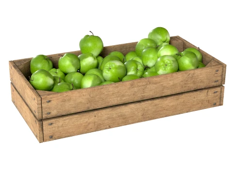 Apfelgr&uuml;ne Holzkiste 3D Modell