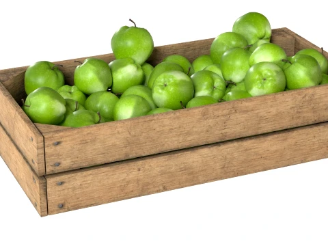 Apple Green Wooden Crate 3D Model