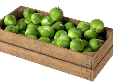 Apple Green Wooden Crate 3D Model