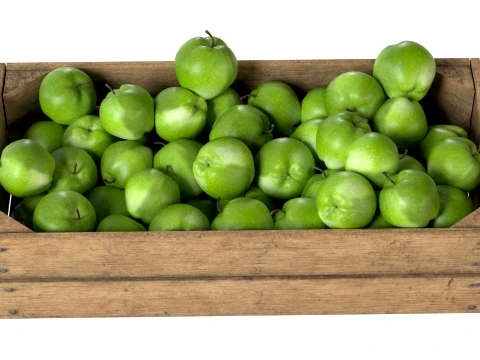 Apple Green Wooden Crate 3D Model