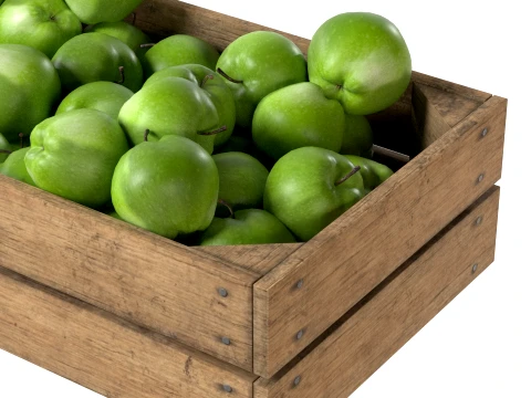 Apple Green Wooden Crate 3D Model