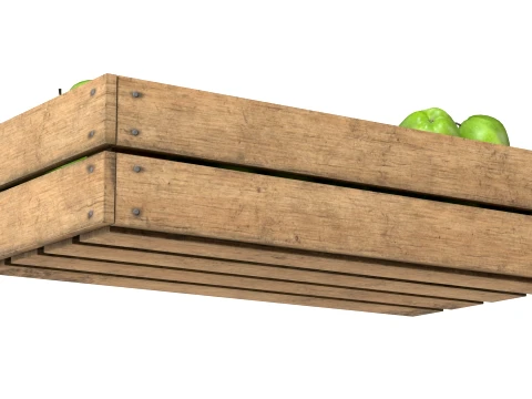 Apple Green Wooden Crate 3D Model