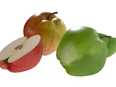 Apple Red and Green 3D Model