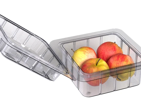 Apple Red Box Plastic Transparent 3D Model