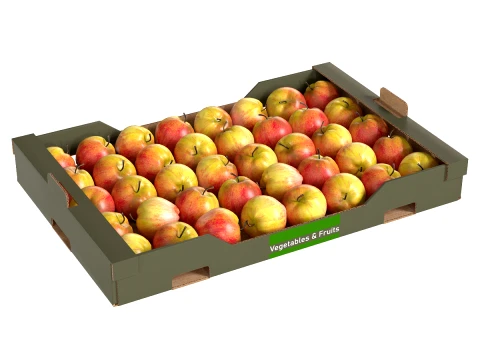 Apfelrote Obstkiste aus Pappe 3D Modell