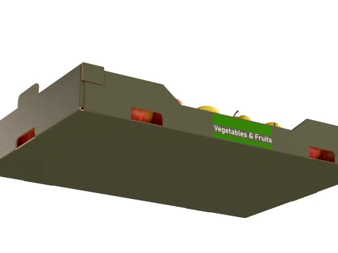 Apple Red Cardboard Fruit Box 3D Model