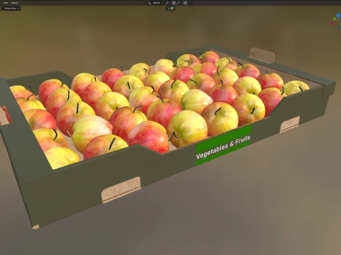 Apple Red Cardboard Fruit Box 3D Model