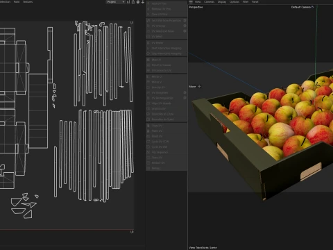 Apple Red Cardboard Fruit Box 3D Model