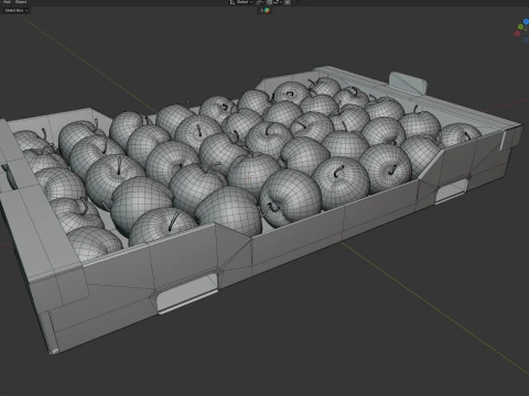 Apple Red Cardboard Fruit Box 3D Model