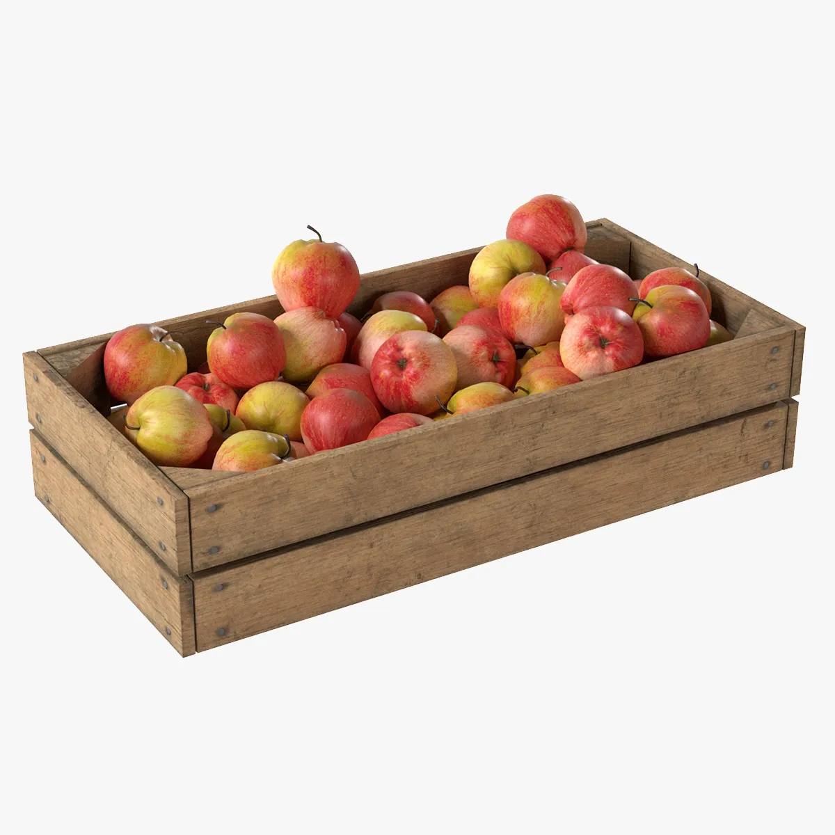 Apple Red Wooden Crate 3D Model .c4d .max .obj .3ds .fbx .stl .blend 