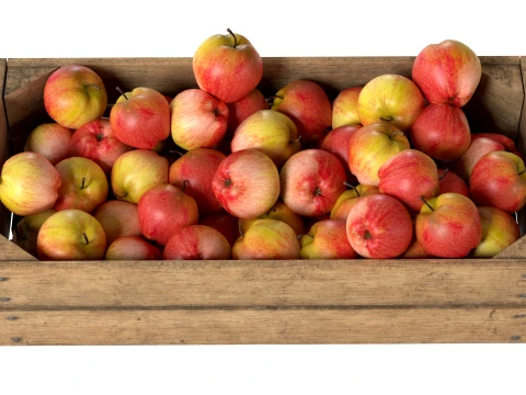 Apple Red Wooden Crate 3D Model