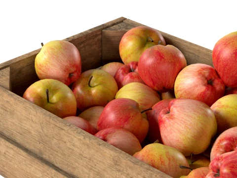 Apple Red Wooden Crate 3D Model