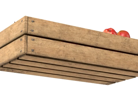 Apple Red Wooden Crate 3D Model