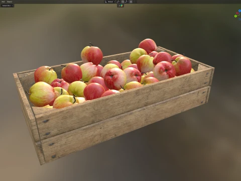 Apple Red Wooden Crate 3D Model