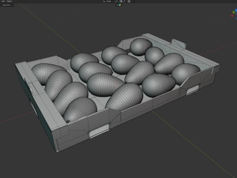 Avocado Cardboard Fruit Box 3D Model
