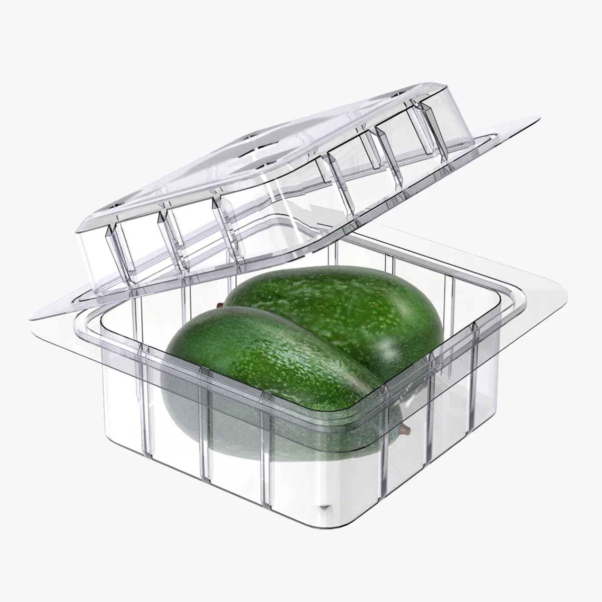 Avocado Fruit Box Plastic Transparent 3D Model .c4d .max .obj .3ds .fbx .stl .blend 