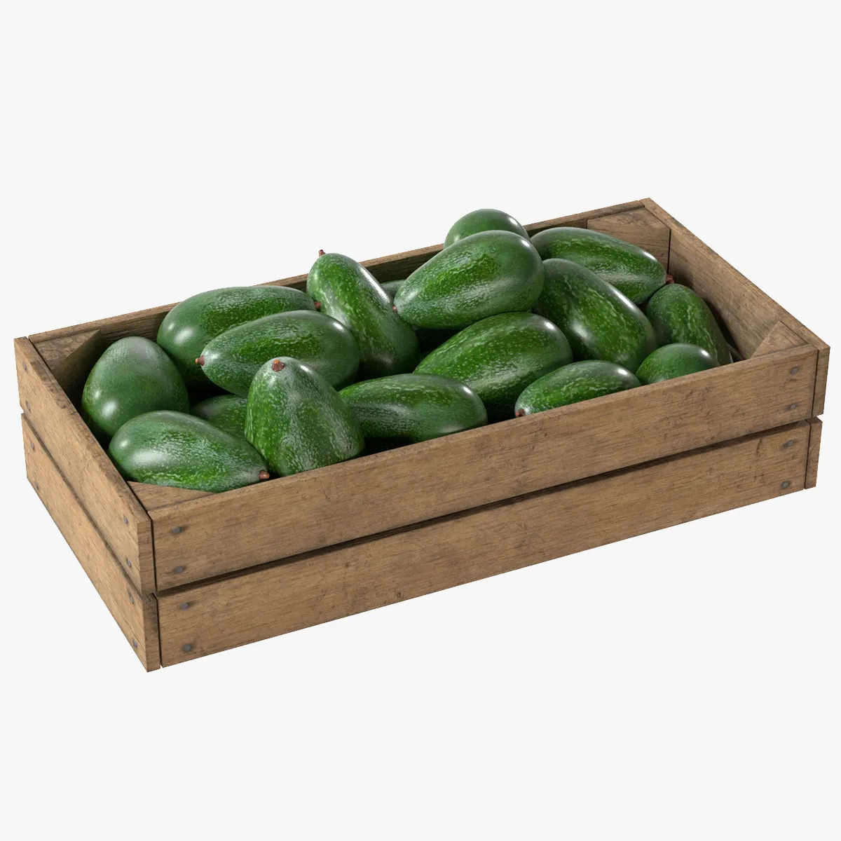 Avocado Wooden Crate 3D Model .c4d .max .obj .3ds .fbx .stl .blend