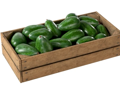Avocado Wooden Crate 3D Model