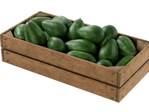 Avocado Wooden Crate 3D Model
