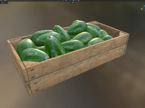 Avocado Wooden Crate 3D Model