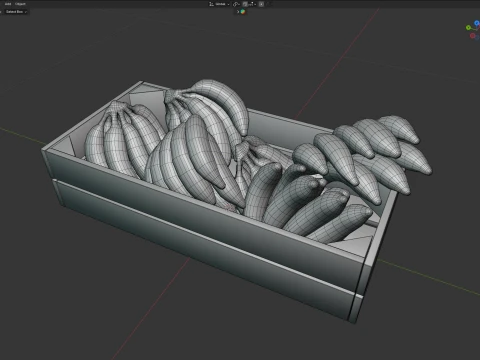Banana Fruits Wooden Crate 3D Model