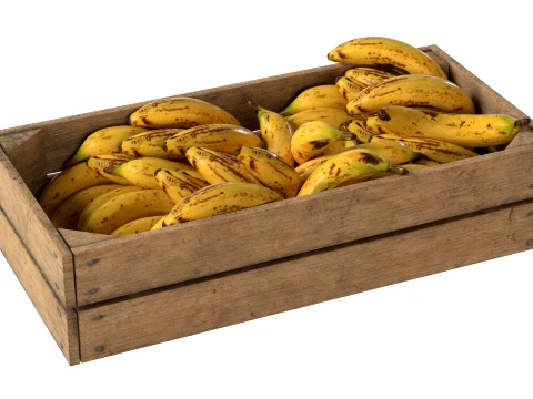 Banana Wooden Crate 3D Model