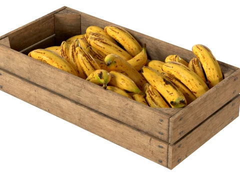 Banana Wooden Crate 3D Model