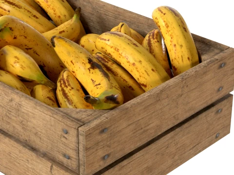 Banana Wooden Crate 3D Model