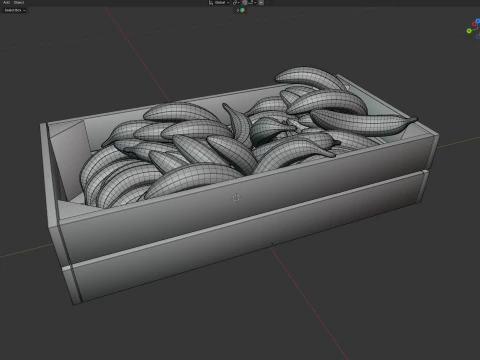 Banana Wooden Crate 3D Model