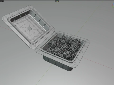 Blackberry Fruit Box Plastic Transparent 3D Model