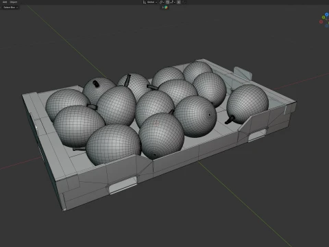 Breadfruit Cardboard Fruit Box 3D Model